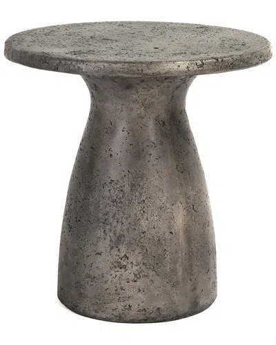 Classic Home Collins 16in Concrete Stone Outdoor Accent Table In Grey