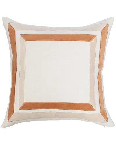 Classic Home Cotton Velvet Applique With Embroidery Maybrook Throw Pillow In Neutral