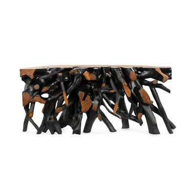 Classic Home Cypress Natural Root Teak Wood Sofa Console Table In Multi