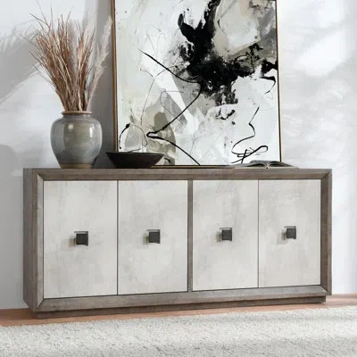 Classic Home Denver Wood Cabinet In Antique White;distressed Gray