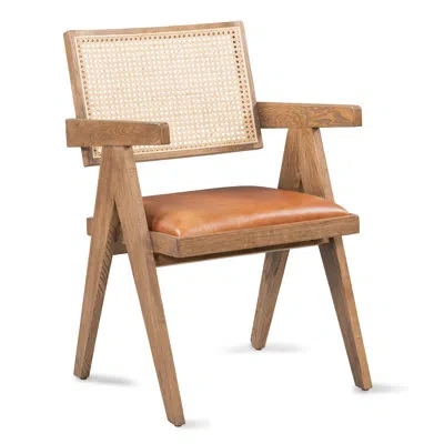 Classic Home Douglas Genuine Leather Arm Chair In Tan In Brown