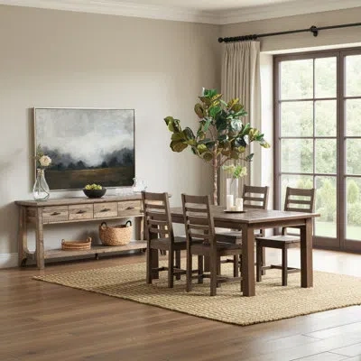 Classic Home Driftwood 5-piece Reclaimed Pine Distressed Extendable  Dining Table Set In Brown