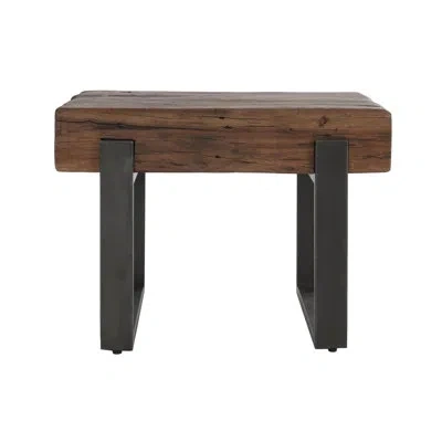 Classic Home Duarte 30" Industrial Reclaimed Solid Wood End Table In Brown In Black