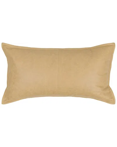 Classic Home Dyed & Lightly Distressed Genuine Leather Throw Pillow In Brown