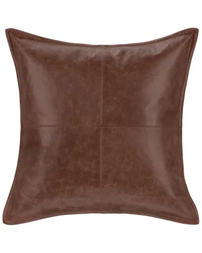 Classic Home Dyed & Lightly Distressed Kona Genuine Leather Throw Pillow In Brown
