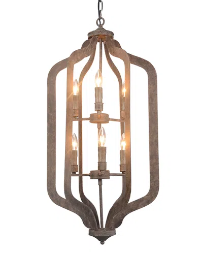 Classic Home Esther 6-light Iron Chandelier Medium In Brown