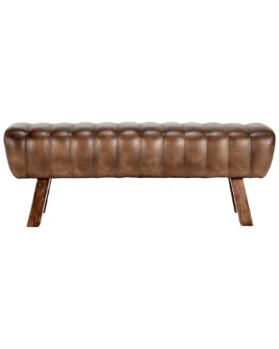 Classic Home Florian Elegant 50in Leather Bench In Brown