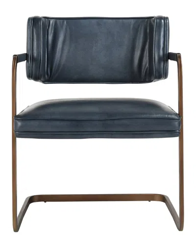Classic Home Fonda Leather Cantilever Dining Chair In Blue
