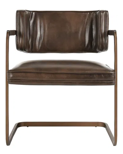 Classic Home Fonda Leather Cantilever Dining Chair In Brown