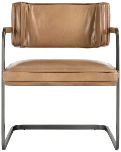 Classic Home Fonda Leather Cantilever Dining Chair In Brown