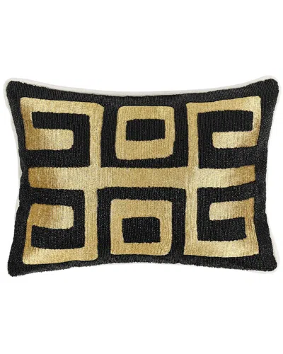 Classic Home Fully Hand Beaded Dala Throw Pillow In Black