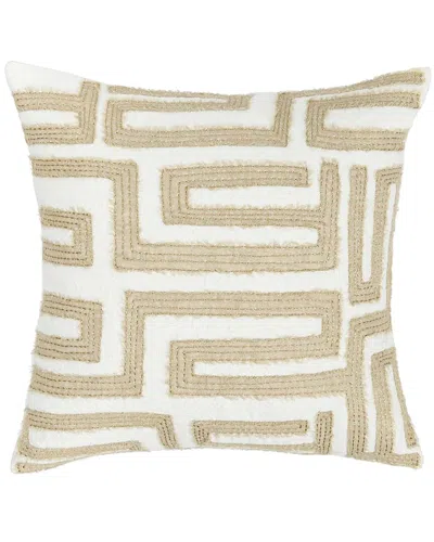 Classic Home Hand Applied Applique Mateo Throw Pillow In White