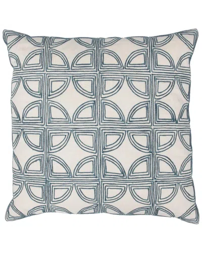 Classic Home Hand Applied Jute Embroidery Elea Belgian Throw Pillow In Blue