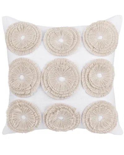 Classic Home Hand Applique Jute Halston Cotton Throw Pillow In Neutral