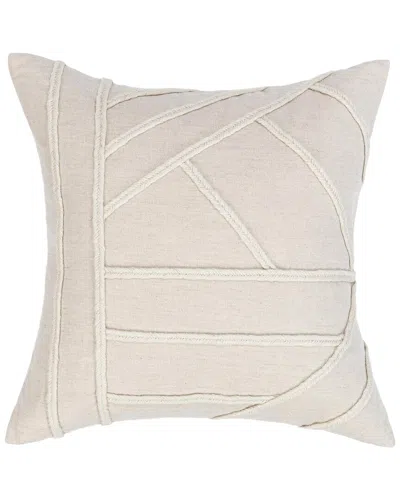 Classic Home Hand Appliqued Jute Rope Langdon Throw Pillow In White