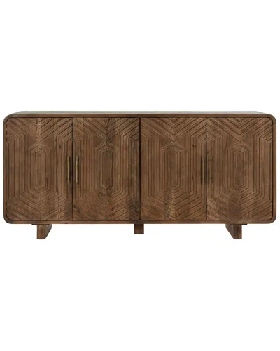 Classic Home Holmes Geometric Pattern Four Door Mango Wood Sideboard In Brown