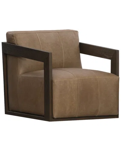 Classic Home Joseph Swivel Leather Accent Chair In Brown