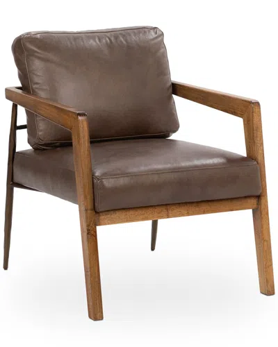 Classic Home Julia Top Grain Leather Accent Chair In Brown