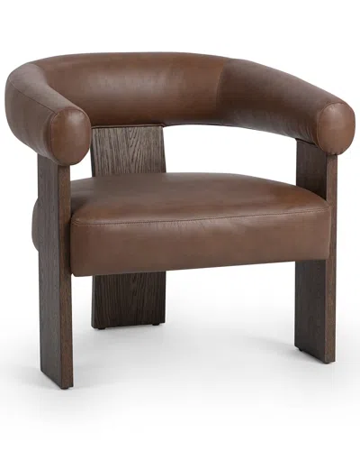 Classic Home Julina Top Grain Leather Accent Chair In Brown