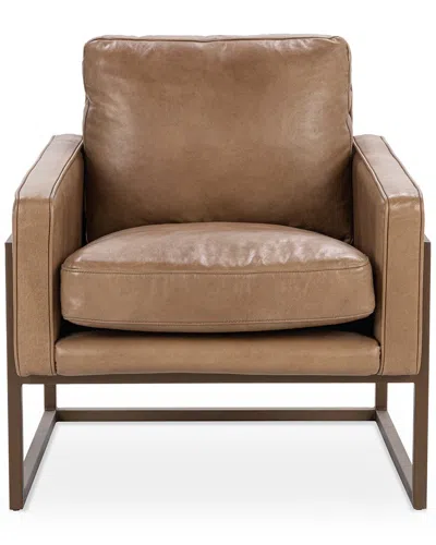Classic Home Ken Top Grain Leather Accent Chair In Brown