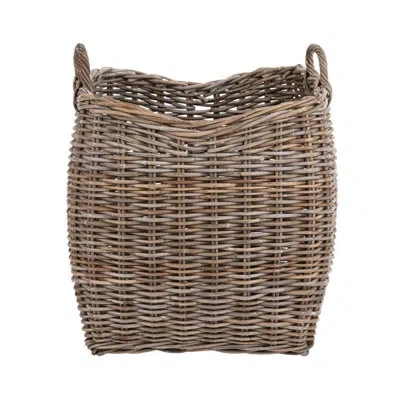 Classic Home Kubu Rattan Tall Gray Basket In Brown