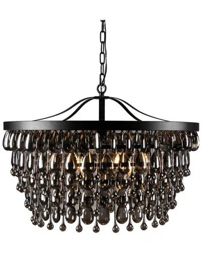 Classic Home Larkin 7-light Iron And Crystal Chandelier In Black