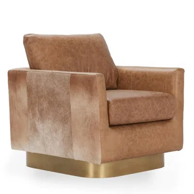 Classic Home Lathe Leather Accent Chair In Brown