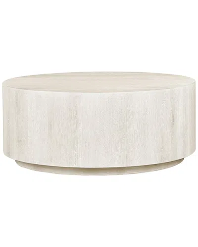 Classic Home Layne 42in Oak Wood Round Coffee Table In White