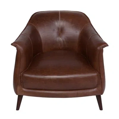 Classic Home Leather Club Chair In Brown