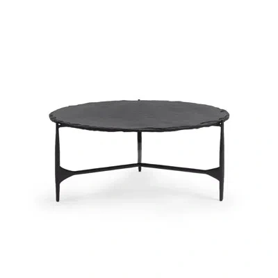 Classic Home Luka Stone And Iron Coffee Table In Black
