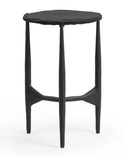 Classic Home Luka Stone & Iron End Table In Black