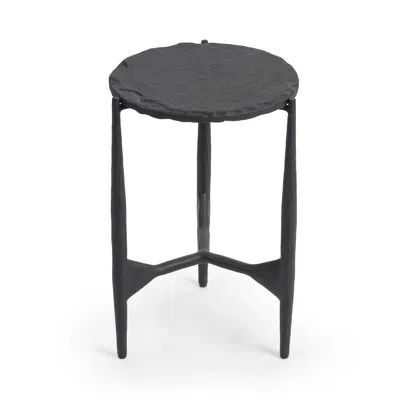 Classic Home Luka Stone And Iron End Table In Black