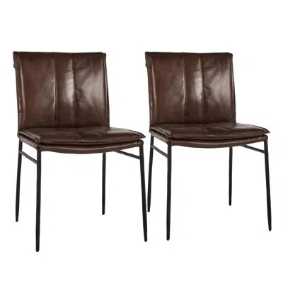 Classic Home Set Of 2 Mayer Premium Leather Dining Chair In Brown