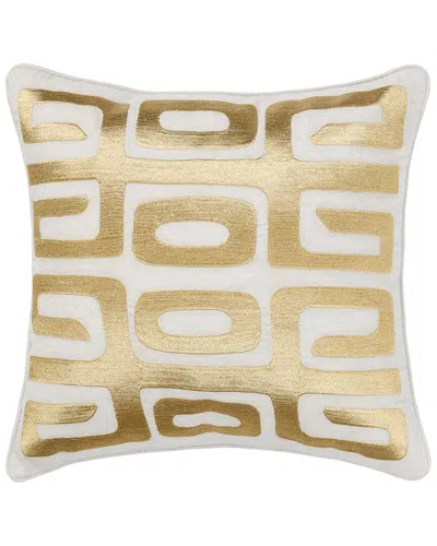 Classic Home Metallic Embroidered Maze Zelo Throw Pillow In Gold