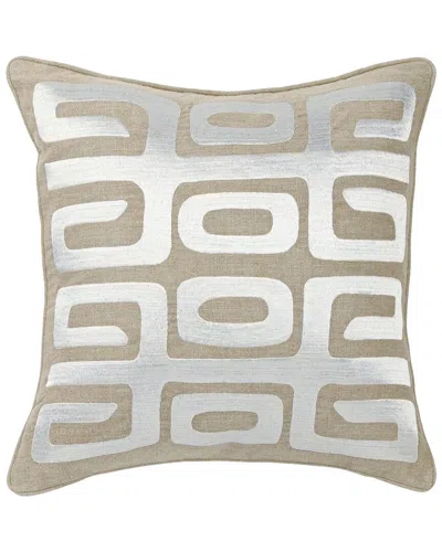 Classic Home Metallic Silver Embroidered Maze Zelo Throw Pillow In Brown