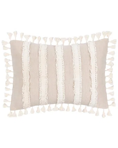 Classic Home Mini Tassel Applique Trim Edisto Throw Pillow In White