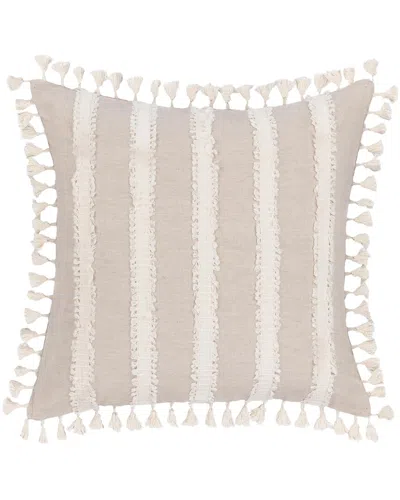 Classic Home Mini Tassel Applique Trim Edisto Throw Pillow In Neutral