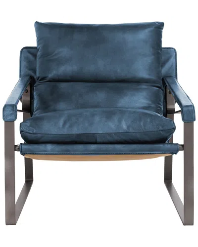 Classic Home Morgan Leather Accent Chair In Blue