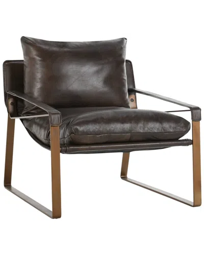 Classic Home Morgan Leather Accent Chair In Brown