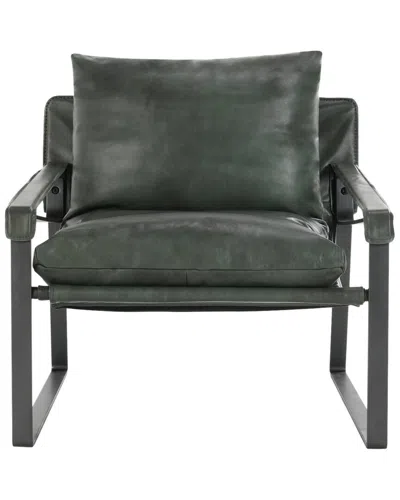 Classic Home Morgan Leather Accent Chair In Green