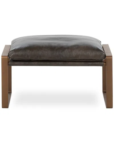 Classic Home Morgan Top Grain Leather Ottoman In Brown