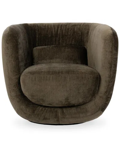 Classic Home Nico Upholstered Swivel Accent Chair In Brown