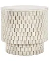 Classic Home Norwood 25 Solid Mango Wood Round End Table In White