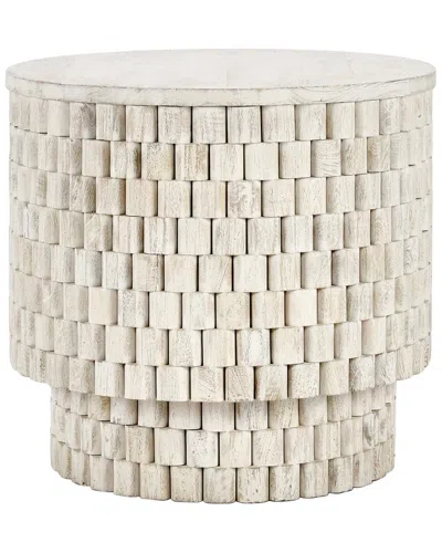Classic Home Norwood 25 Solid Mango Wood Round End Table In White