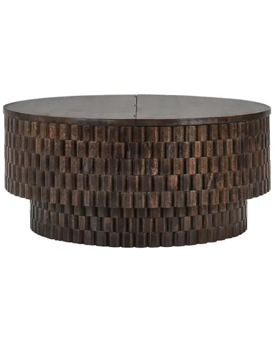 Classic Home Norwood 40in Textured Round Mango Wood End Table In Brown