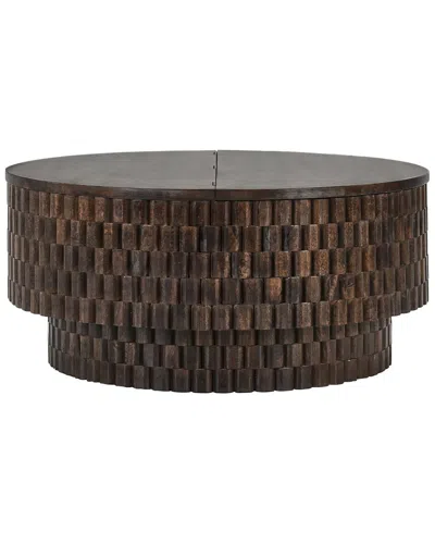 Classic Home Norwood 40in Textured Round Mango Wood End Table In Brown