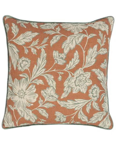 Classic Home Original Floral Inspired By Vintage Wallpaper Davenport Throw Pillow In Orange
