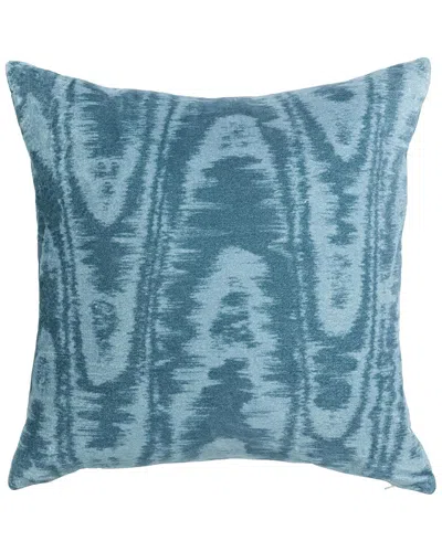 Classic Home Original Ikat Artwork Hildene Velvet Cotton Throw Pillow In Blue