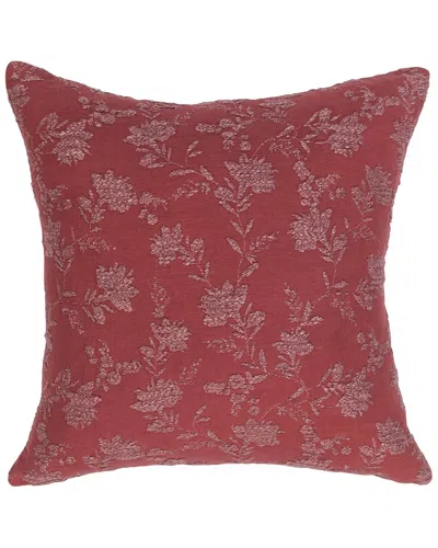 Classic Home Overdyed Double Gauze Floral Jacquard Rosecliff Throw Pillow In Red