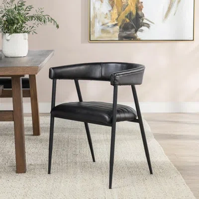 Classic Home Preston Top Grain Leather Dining Chair In Jet Black